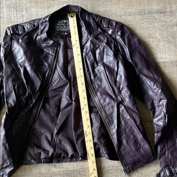 ▶️ Blanc Noir Women’s S Purple Moto Jacket Vegan Leather Full Zip Pockets NEW - Picture 5 of 16